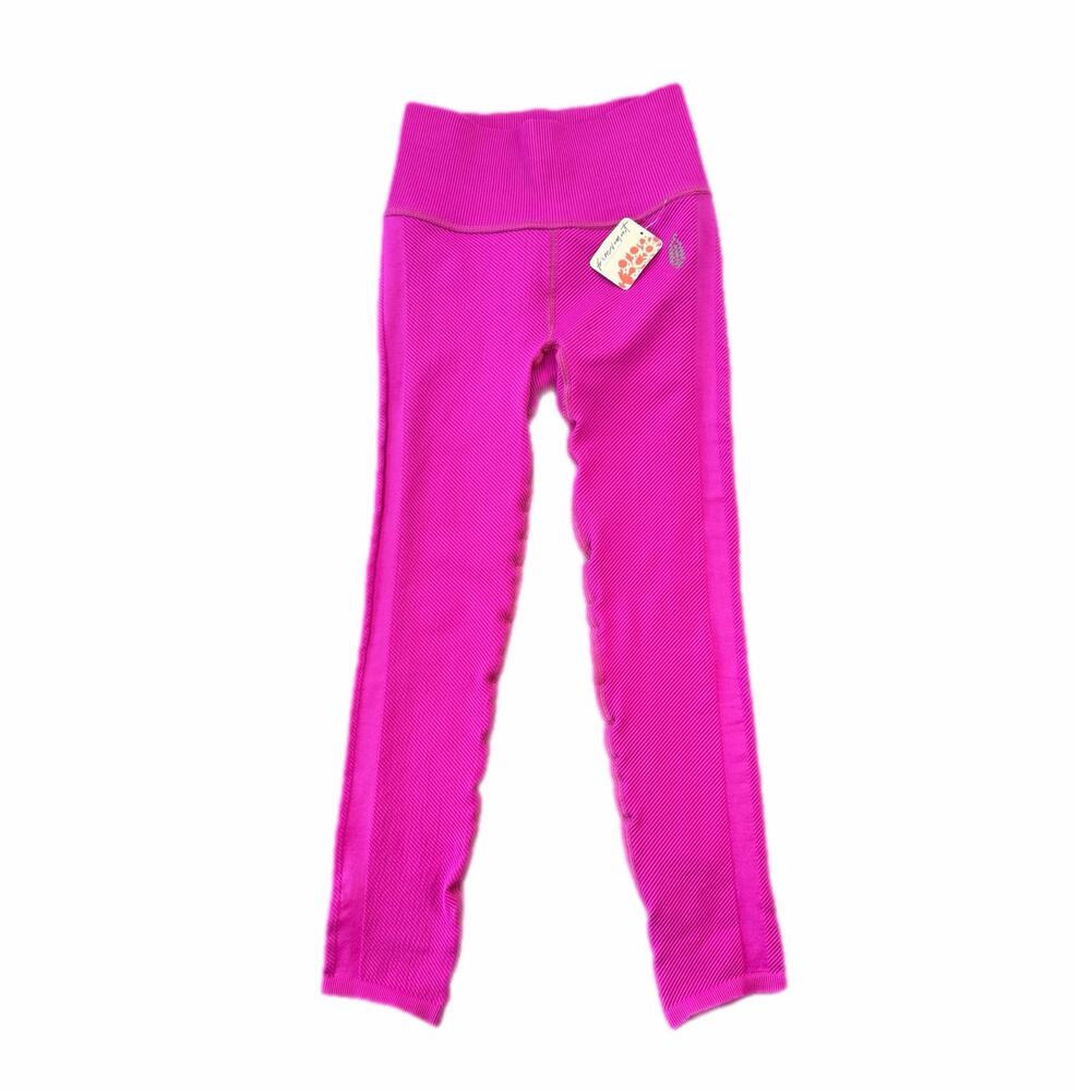 Free People Movement NEW Free Throw Mexican Sugar Bright Pink Ribbed Leggings
